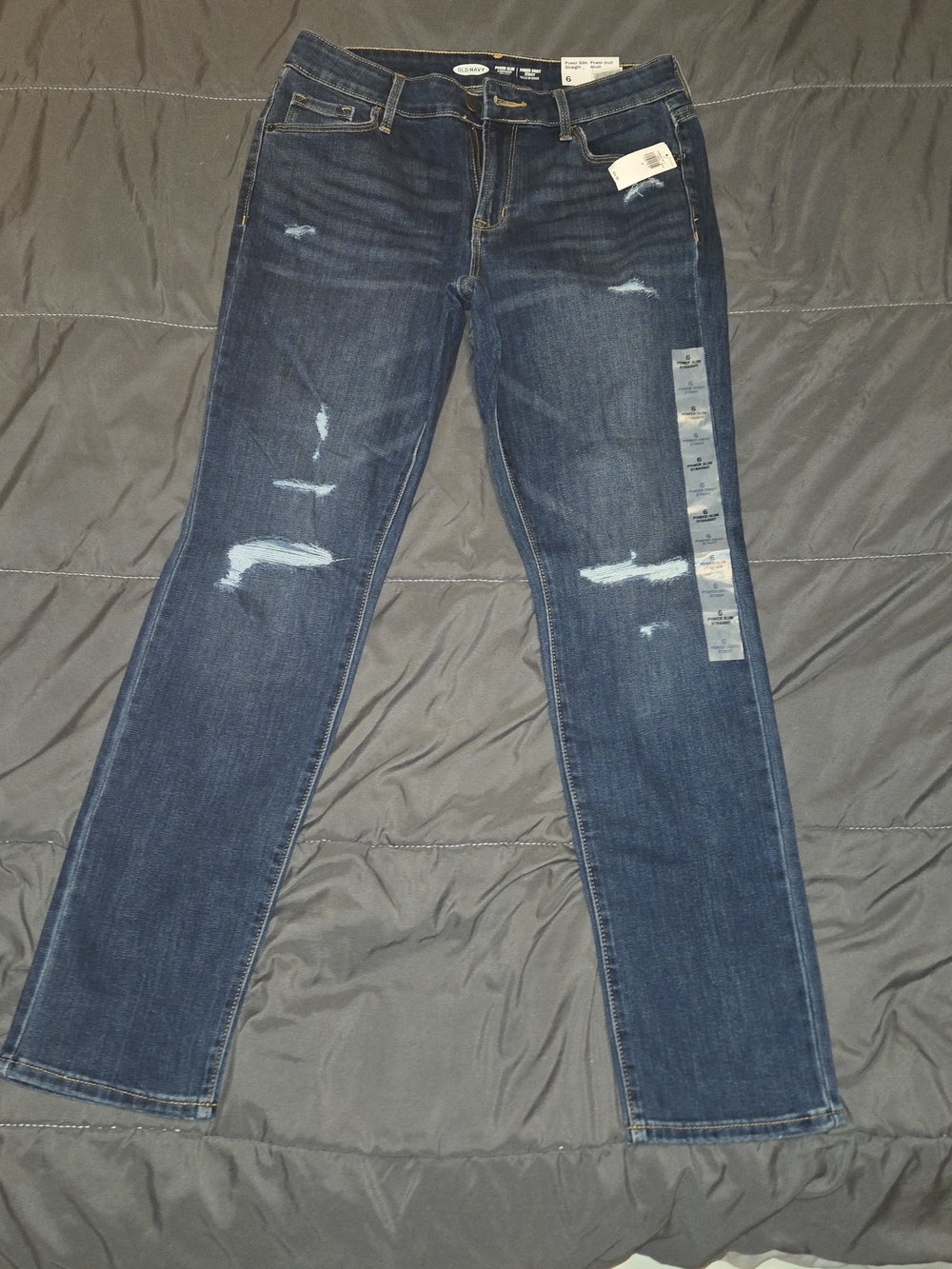 🎀Old Navy Dark Blue Straight Leg Distressed Jeans